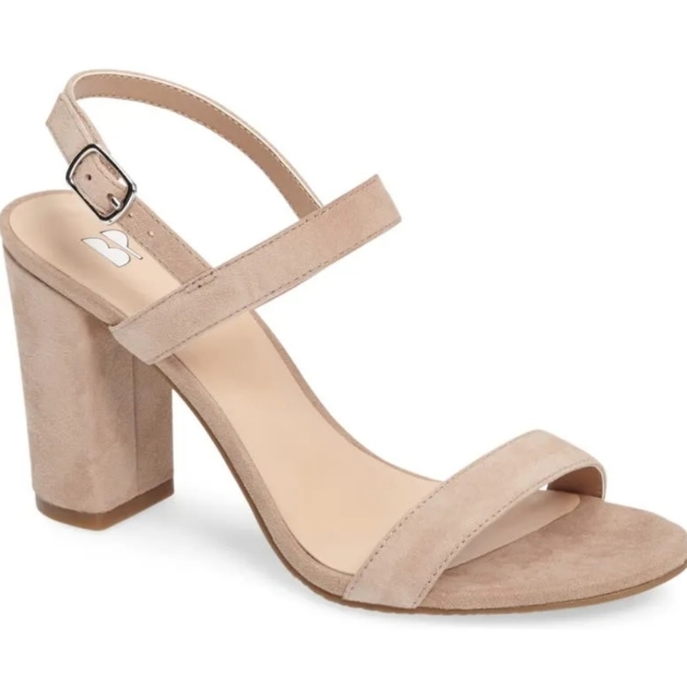 NEW BP. Lula Block Heel Slingback Sandals Beige